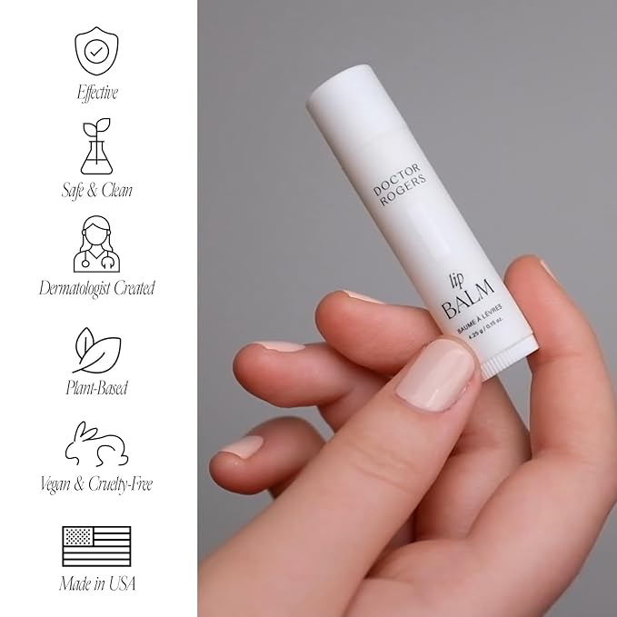 Doctor Rogers Lip Balm, Hydrating and Softening Lip Moisturizer For Very Dry Lips, Dermatologist-Created, Natural, & Hypoallergenic Moisturizing Lip Balms, 4.25g Tube, Pack of 3-Velvo Beauty