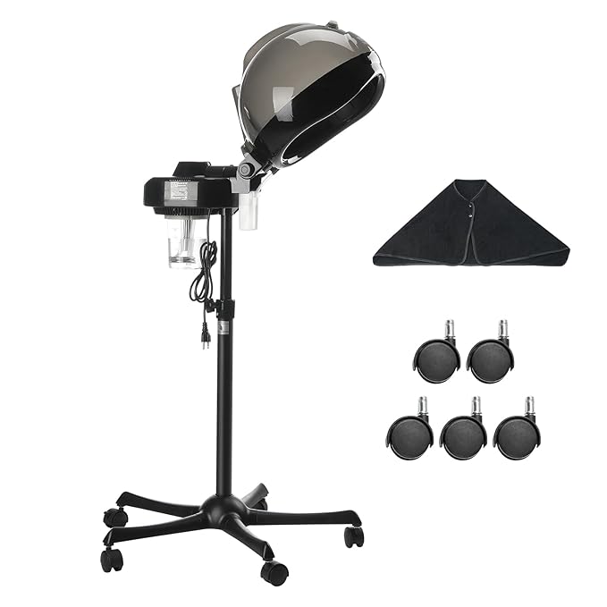 VEVOR Professional Hair Steamer for Deep Conditioning, 11.81-inch Hooded Ionic Hair Steamer with 2 Modes, Height-Adjustable Standing Hair Steamer with Timer, 5 Wheels (2 Lockable) for Salon Home Spa-Velvo Beauty