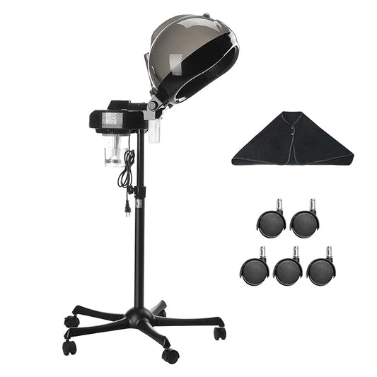 VEVOR Professional Hair Steamer for Deep Conditioning, 11.81-inch Hooded Ionic Hair Steamer with 2 Modes, Height-Adjustable Standing Hair Steamer with Timer, 5 Wheels (2 Lockable) for Salon Home Spa-Velvo Beauty