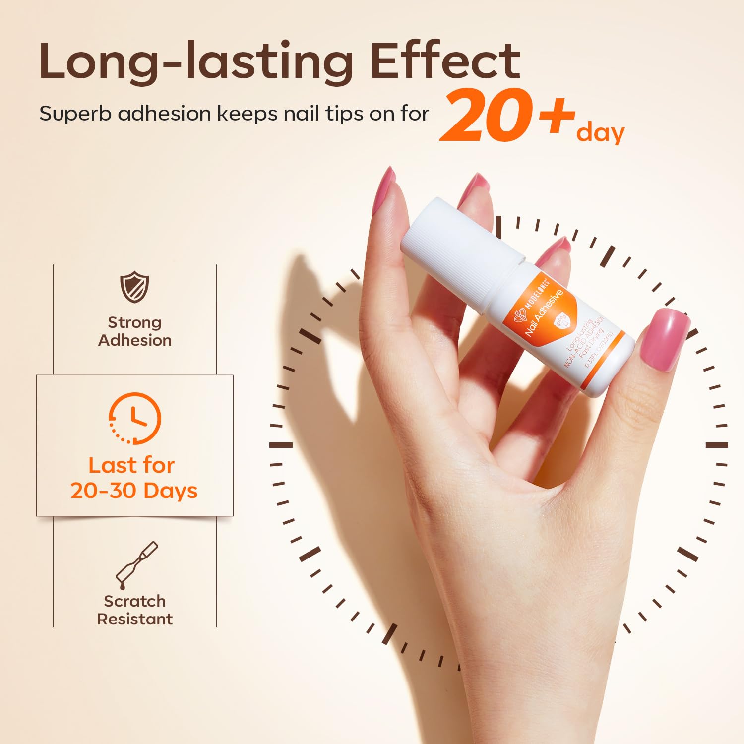 Modelones Nail Glue for Press Ons, Press On Nails and Acrylic Nails, 10 ML Super Strong Long Lasting Gel Nail Glue for Nail Tips, Upgrade Safety Non-Acid Non-Toxic, No need LED Lamp-Velvo Beauty