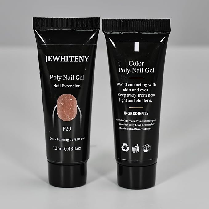 JEWHITENY 14 Colors Poly Extension Gel Nail Kit With U V Lamp Nude Pink White Brown All In One Poly Gel Starter Kit With Base Top Coat Manicure Salon Frence Nail Art DIY-Velvo Beauty