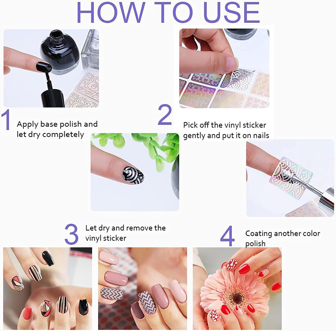 Nail Stencils for Nail Art Reusable,Nail Vinyl Stencils Sticker 144 Pieces 72 Designs,Hollow DIY Manicure Decoration Decals French Tip Nail Guides Supplies（24 Sheets）.-Velvo Beauty