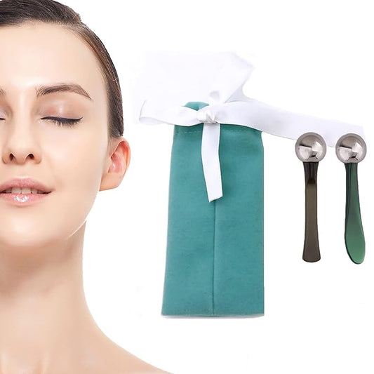 2 PCS Portable Eye Serum Cream Applicator Eyes Massage Tool, Can Be Used As Eyes Cream Spoon, Reduce Eye Swelling Flannel small gift bag-Velvo Beauty