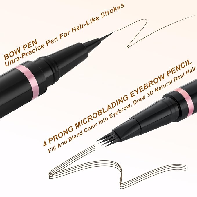 Eyebrow Pencil Makeup Kit, with Waterproof 2-IN-1 Microblading Eyebrow Pen, Eyebrow Pomade, Eyeliner and Dual-ended Eyebrow Brush, Brow Pencil Kit for Natural Eyebrows - Ash Brown-Velvo Beauty