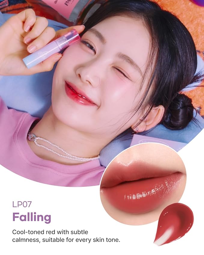DEARMAY LA PISTE LIP TINT LP07 Falling 0.14 oz. long lasting lip stain with glossy finish and lightweight texture, non sticky, hydrating formula with no flaking and glassy vivid tint, korean makeup-Velvo Beauty