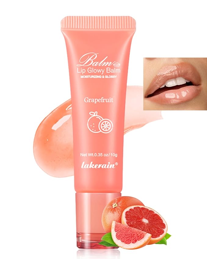 Hydrating Lip Glowy Balm, Ultra-Nourishing Lip Balm for Dry Cracked Lips, Moisturizer Lip Repair Sleeping Lip Mask, Day and Night Lip Care Therapy Treatment,Glossy Smooth Lip Butter Balm-03#Grapefruit-Velvo Beauty