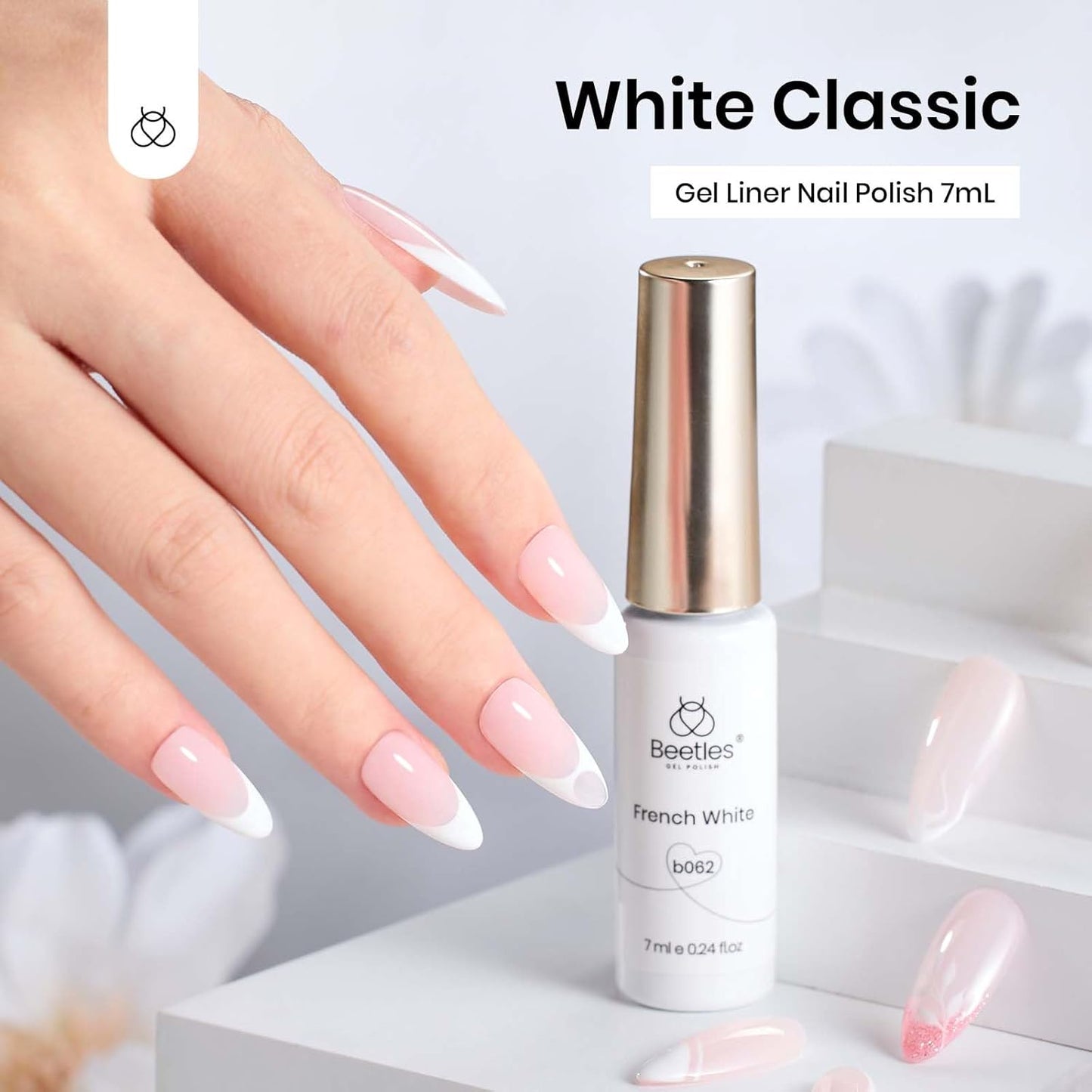 Beetles White Gel Liner Nail Polish 7ml French Tip Gel Polish White Nail Art Painting for Thin Line Nails Design Nails Stuff Soak off Uv Lamp Manicure Salon Gifts for Women-Velvo Beauty