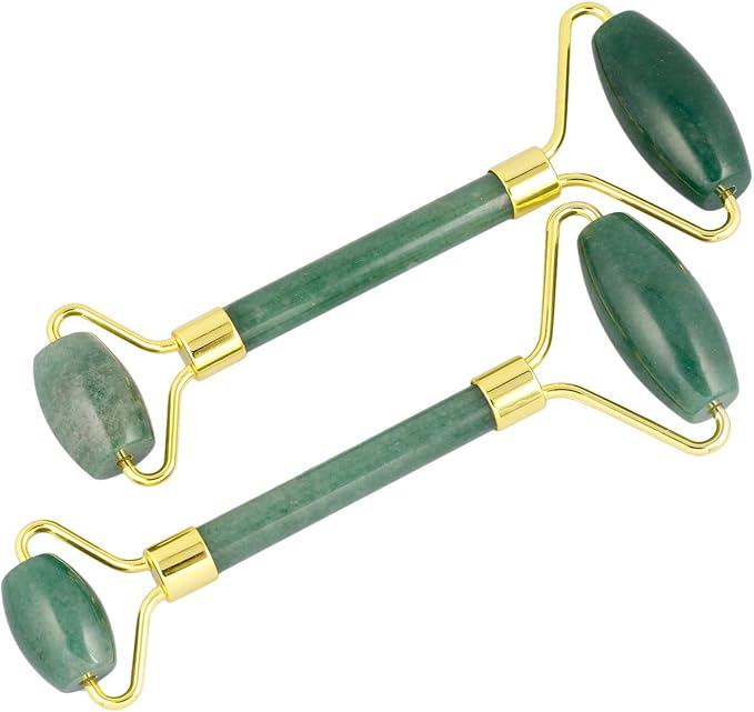 mookaitedecor Green Aventurine Stone Roller for Face Massage Neck, Anti-Aging Facial Massager with Double Rollers-Velvo Beauty