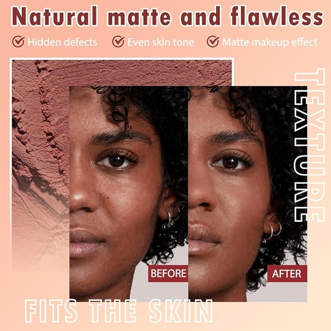 Oil Control Face Pressed Powder, Matte powder setting powder, long-lasting and waterproof loose powder, Flawless Lightweight Face Cosmetics, Cruelty-free, (08, 1 Pcs)-Velvo Beauty