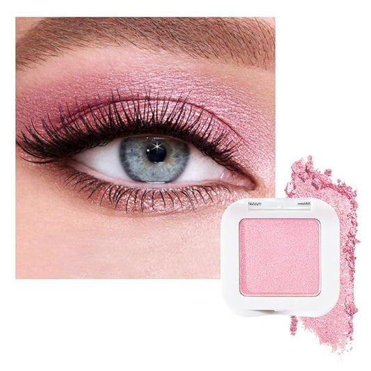evpct Pink Single Eyeshadow Palette, Bright Light Pink Rose Glitter Shimmer Sparkle Cream Eye Shadow Palette Makeup for Older Women, High Pigment Waterproof Monochrome Mini Eyeshadow Makeup Products-Velvo Beauty
