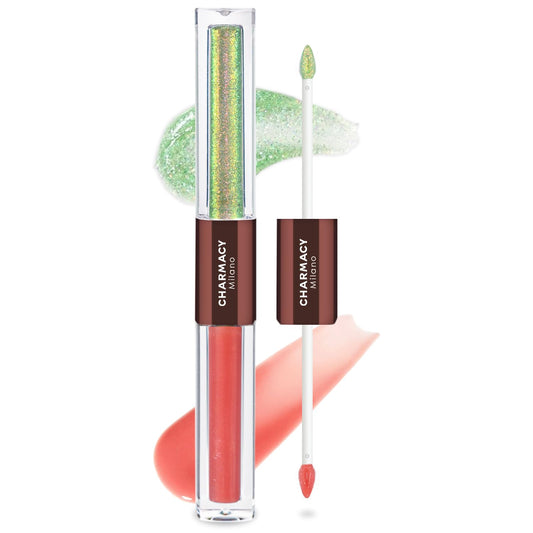 CHARMACY 2 In 1 Multichrome Moisturizing Lip Gloss, Double Head Liquid Lipstick, Mirror Waterproof Long Lasting No Fading Lip Balm, Hydrating Lip Plumper Waterlight Glossy Makeup #006-Velvo Beauty