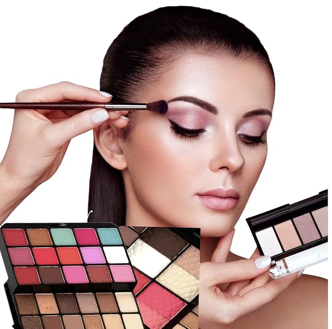 SAMIK Eye shadow blush concealer contour makeup kits full set all in one makeup set cosmetic girl makeup gift box blush set (Black)-Velvo Beauty