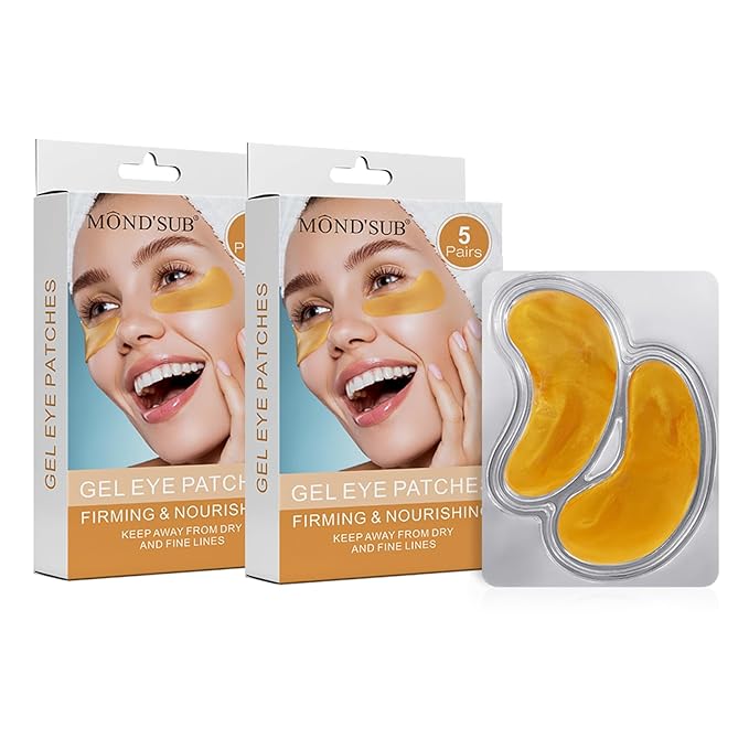 MOND'SUB Premium Under Eye Patches, Gel Eye Patches Hydrating & Refresh for Puffy Eyes, Under Eye Bags & Dark Circles, Natural Collagen Eye Gels Pads, Crystal Anti-Aging Eye Mask (Yellow)-Velvo Beauty