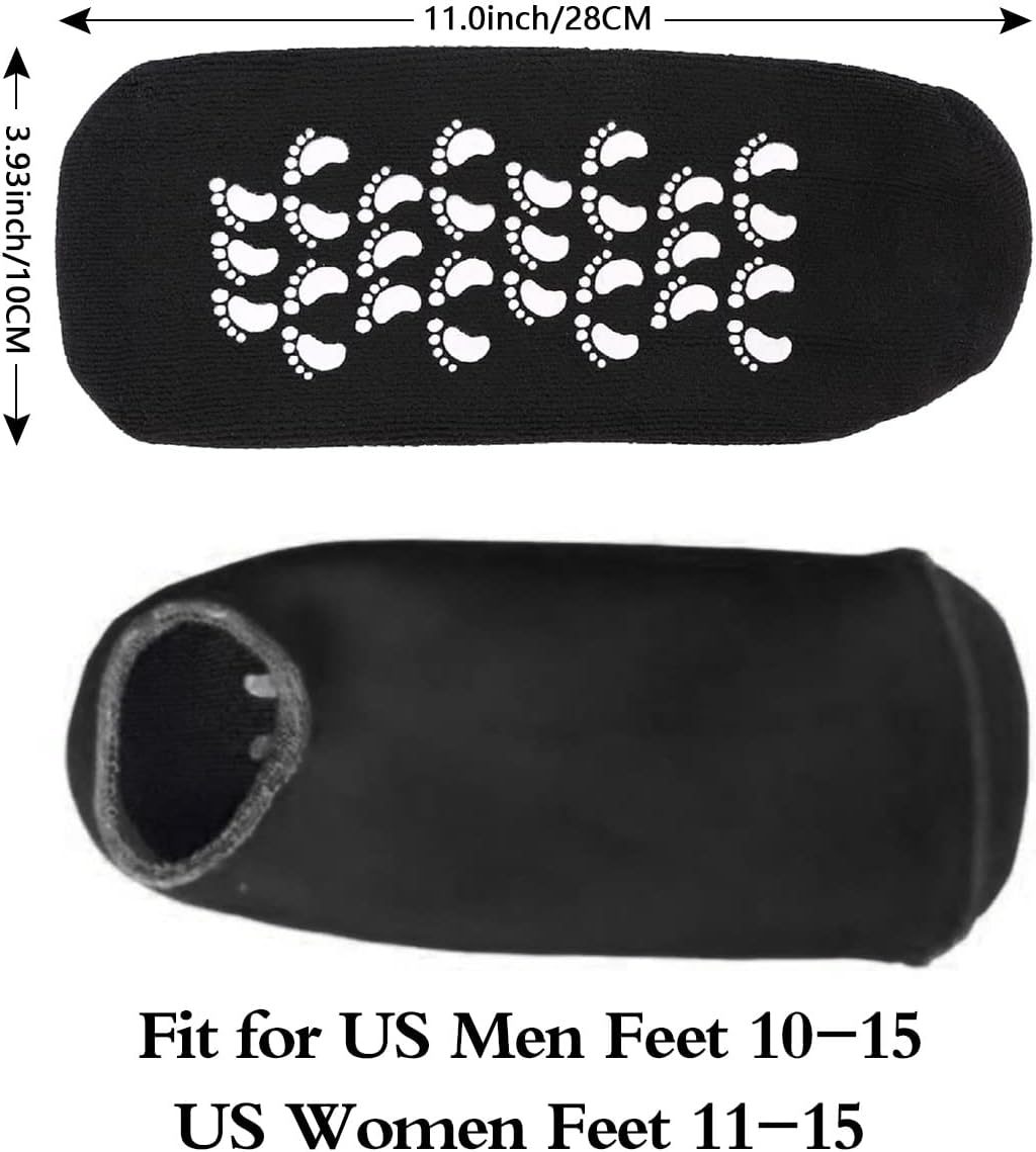 Codream Large Men's Moisturizing Gel Socks Men's Feet Care Ultimate Treatment for Dry Cracked Rough Skin on Feet Pack of 2 Pairs Black US Men 10-15-Velvo Beauty