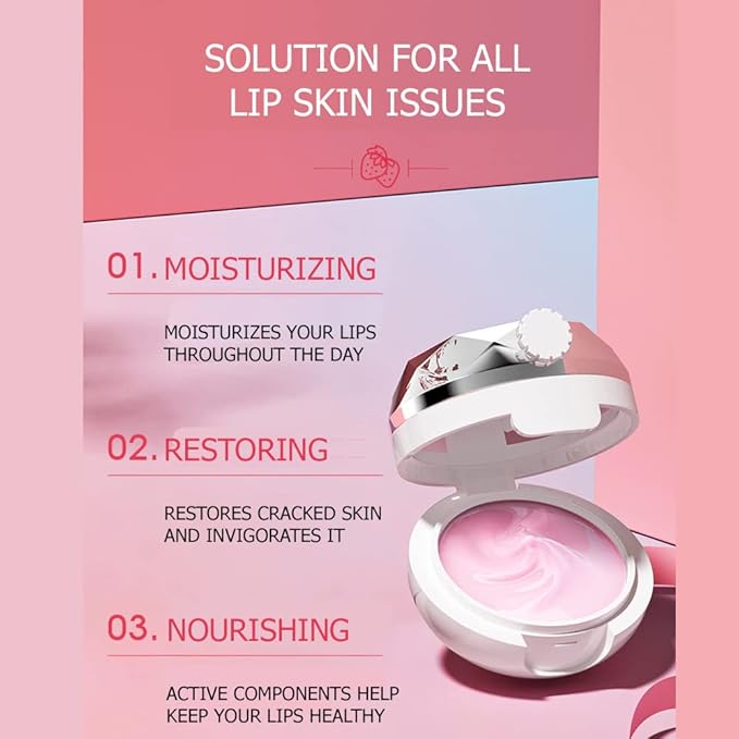 BIOAQUA Strawberry Fruit Moisturizing Lip Mask Hydrating Oil Dry Lips Repair Cracked Skin Cream 13g 0.46oz-Velvo Beauty
