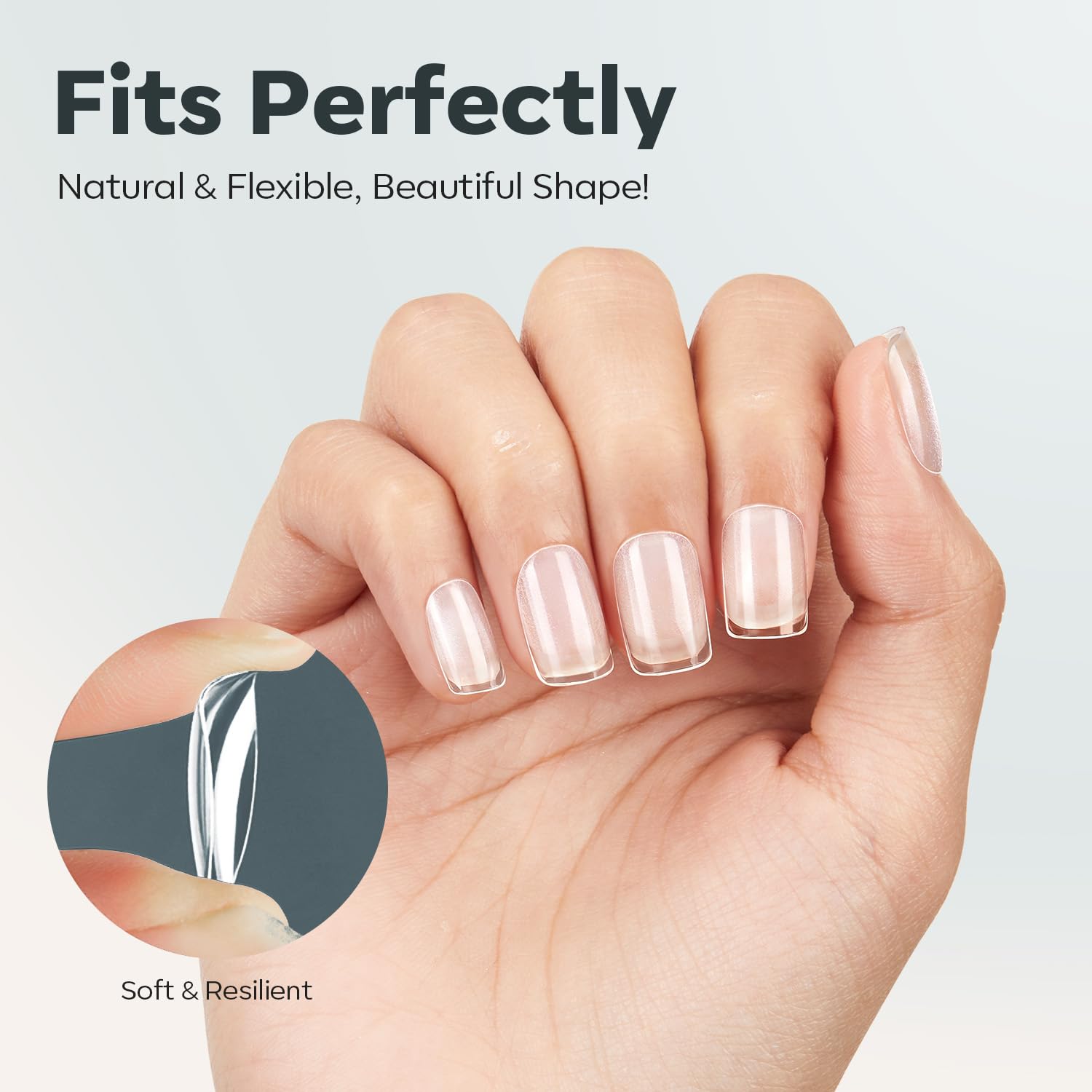 modelones Extra Short Square Nail Tips, Pre-shaped Soft Gel Tips Fake Nails False Acrylic Clear Full Cover Press on Extension Kit Gel Manicure DIY at Home 216PCS 12Sizes-Velvo Beauty