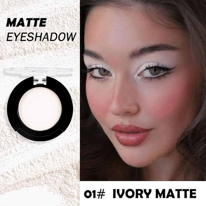 Single Matte Eyeshadow Makeup Palette, Neutral Ivory White Eyeshadows Singles, Monochrome Eye Shadow Palette Makeup for Women, de sombras de ojos, Highly Pigmented Daily Evening Girls Eyeshadow-Velvo Beauty