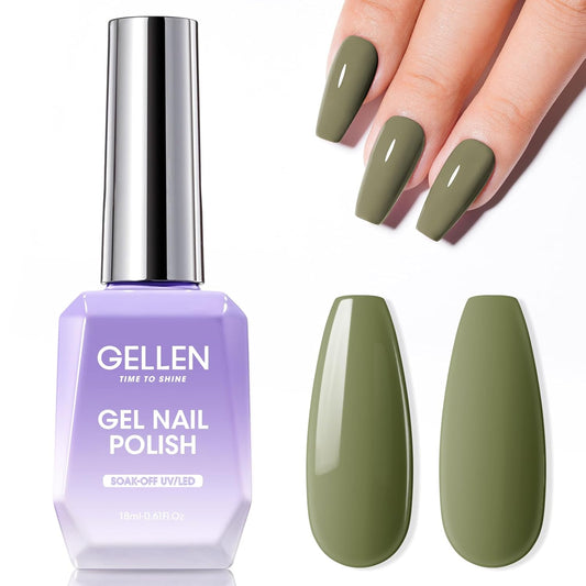 Gellen Green Gel Nail Polish 18 ML Sage Green Nail Gel Polish Soak off UV LED Nail Lamp Emerald Nail Polish for Fall Winter Salon DIY Nail Art Manicure at Home Holiday Gift for Women, 0.61 Fl Oz-Velvo Beauty
