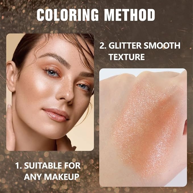 evpct Champagne Gold Glitter Eyeshadow Palette Single, Nude Gold Pink Shimmer Sparkle Cream Eye Shadow Palette Brightener Makeup for Older Women, High Pigment Long Lasting Monochrome Mini Eyeshadow-Velvo Beauty