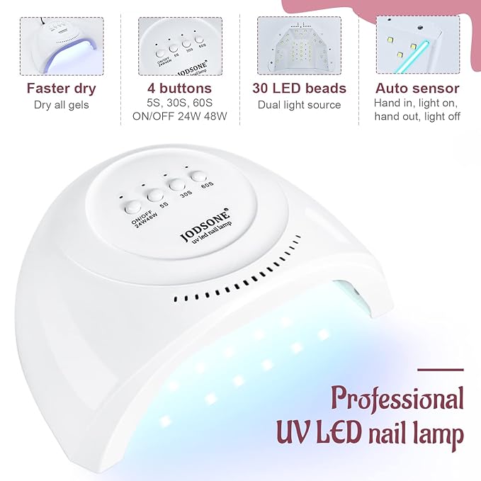 JODSONE Gel Nail Polish Kit 60 PCS with U V Light Soak off Base Top Coat 55 Shine Colors Gel Nail Kit Bright and Dark Brown Wine Red Series Manicure Set for Women and Girls-Velvo Beauty