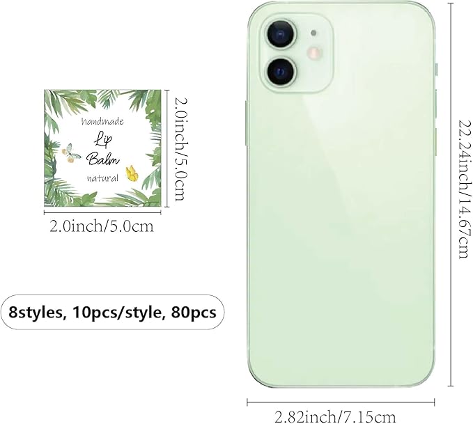 CRASPIRE 80Pcs 8 Styles Lip Balm Sticker Plant Butterfly Self-Adhesive Homemade Lip Balm Labels Vintage Square DIY Plant Label Stickers for Lip Balm Containers Cosmetics Lipsticks-Velvo Beauty