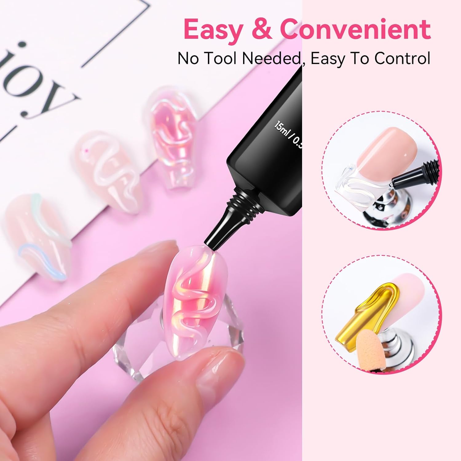 Makartt 3D Gel Nail Art & Chrome Nail Powder Kit: 15g Sculpting Gel for Nail Art DIY No wipe 3D Molding and Metallic Chrome Powder Set for Decoration Manicure Pedicure Use-Velvo Beauty