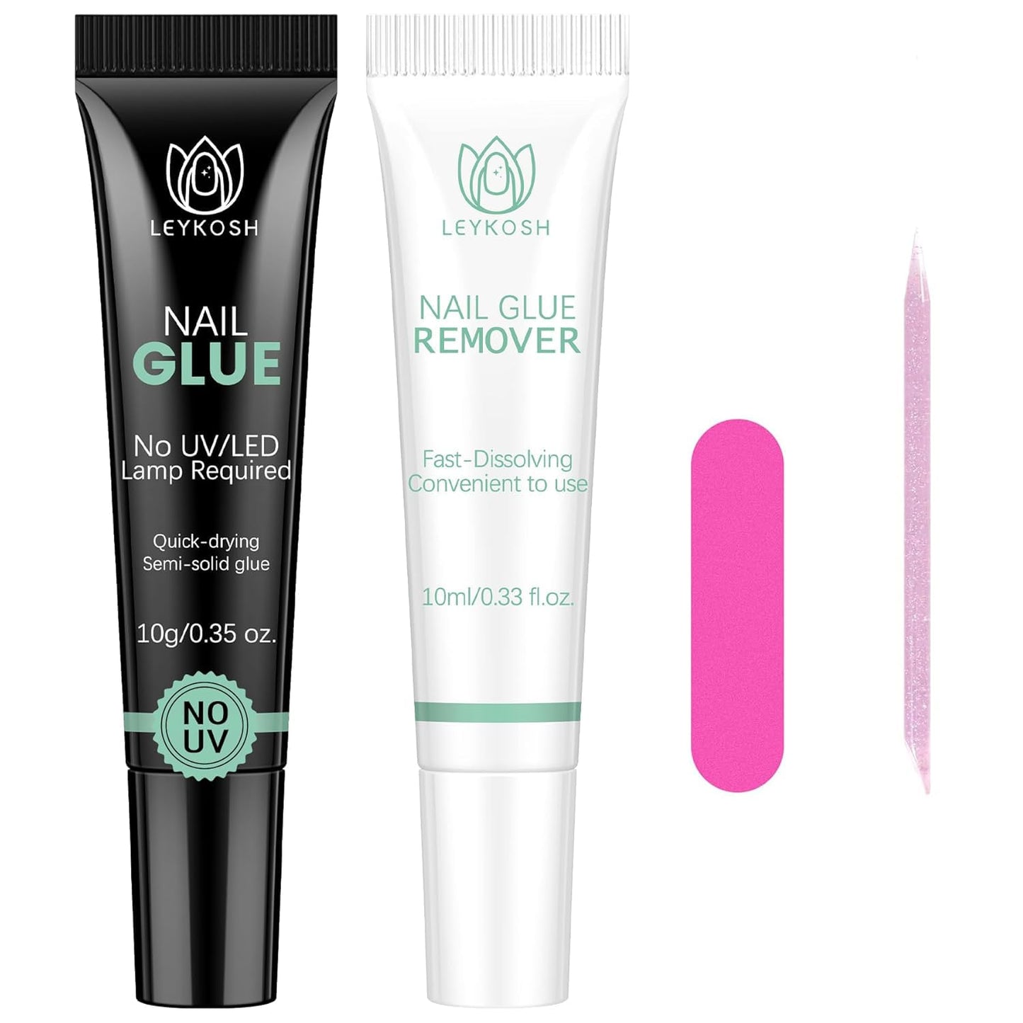 Nail Glue & Nail Glue Remover for Press On Nails, 10g Semi Sold Glue No Curing Needed, 10ml Gentle Quick Remove Not for Gel Polish Base Coat, Upgraded Long Lasting 28+ Days Fake Acrylic Tips-Velvo Beauty