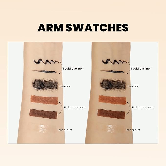 Jolilab 4 Pcs Eye Makeup set.Makeup kit includes lash serum,Mascara,Brow cream,Liquid eyeliner.Waterproof Smudgeproof Long Lasting.Gift Kit for Women Girls(4 Pcs Set)-Velvo Beauty