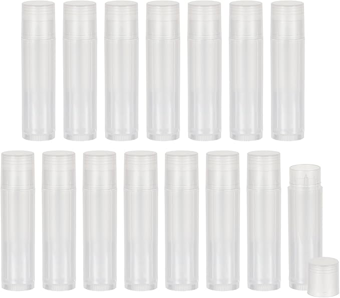 NICENEEDED 15 Pcs Lip Balm Tubes, Empty DIY Lipstick Tubes, Refillable 5g Lip Balm Containers Plastic Lip Gloss Tubes Deodorant Containers with White Caps Twist Tubes for making Gifts, Travel-Velvo Beauty