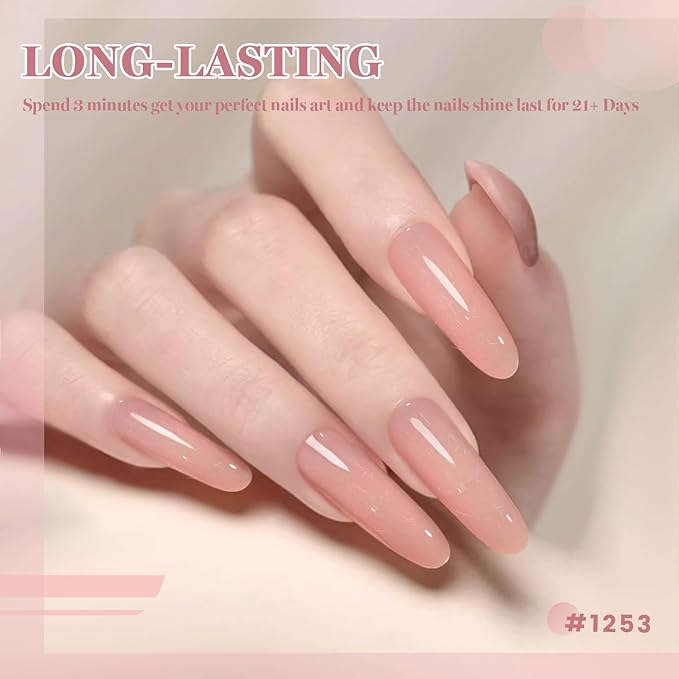 RARJSM Nude Fiber Glass Rubber Base Gel Nail Polish Set 6pcs for Repair Broken Nails Clear Milky White Jelly Rose Pink Strengthener Base Coat Transparent Brush on Building Gel in a Bottle 7.5ml-Velvo Beauty