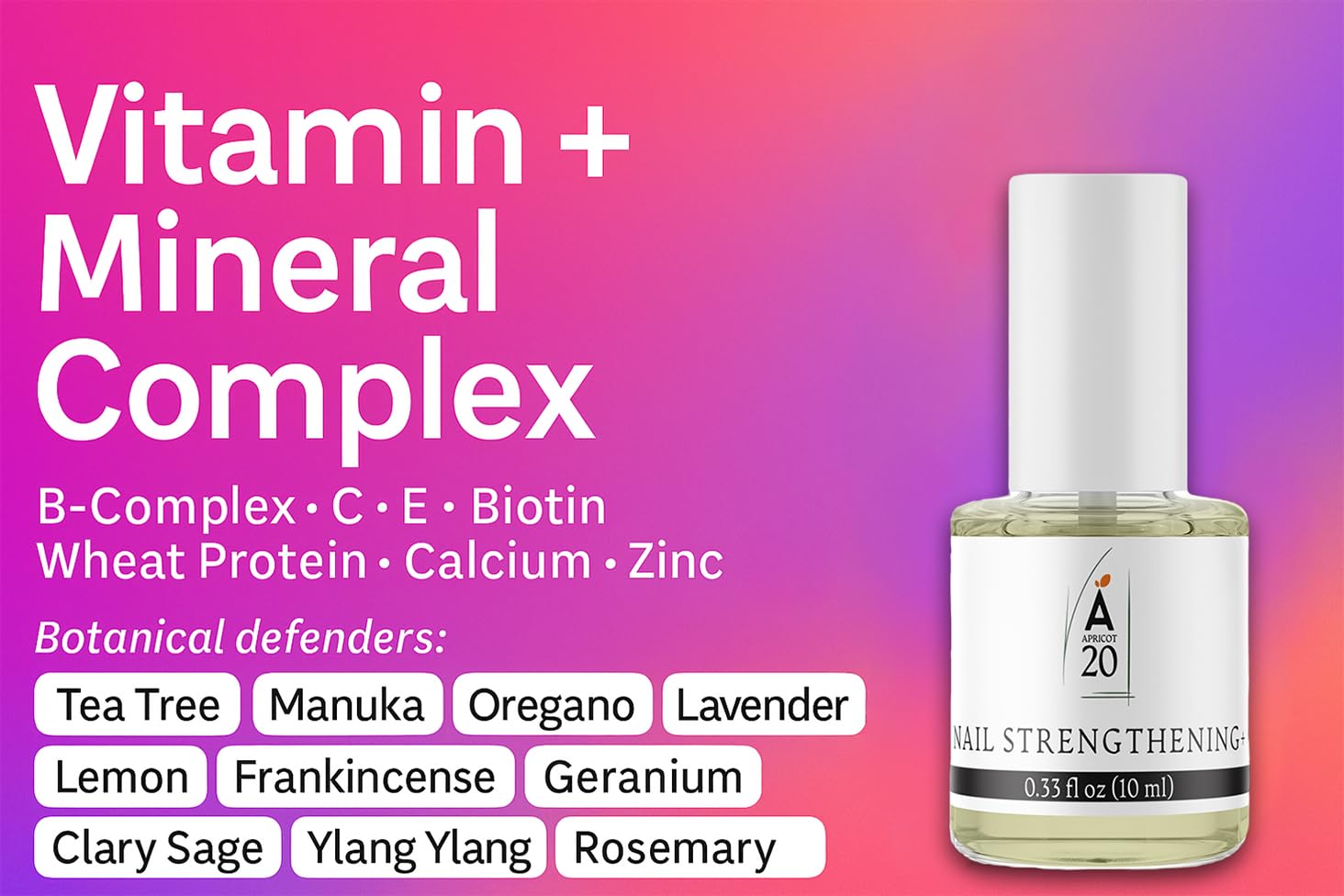 Nail Strengthening Oil Plus, Growth and Repair Treatment for Weak Nails, Nourishing 25 Essential & Carrier Oils Formula - 0.33 fl oz-Velvo Beauty