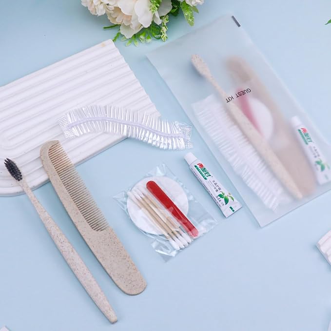 Hygiene Kit, Hygiene Kit Bulk, Travel Hygiene Kit with Toothbrush, Toothpaste, Care Package, Comb, Shower Cap, Individually Packed, Suitable for Hotel, Home, Camping, Travel (20-Pack)-Velvo Beauty