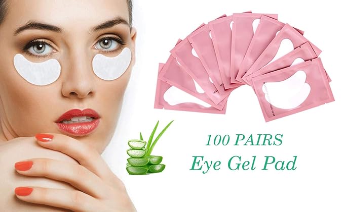 100 Pairs Set Under Eye Pads, Comfy and Cool Under Eye Patches Gel Pad for Eyelash Extensions Eye Mask Beauty Tool (Pink)-Velvo Beauty