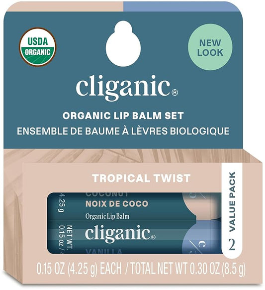 Cliganic Organic Lip Balm 2 Pack - Tropical Twist-Velvo Beauty