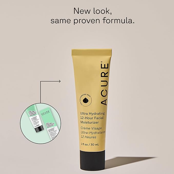 Acure Ultra Hydrating 12 Hour Facial Moisturizer - Intense Morning Moisture for Dry Dull Skin - Infused Blend of Adaptogens Aswagandha & 7 Supergreens - All Natural Vegan Cream Formula - 1 Fl Oz-Velvo Beauty
