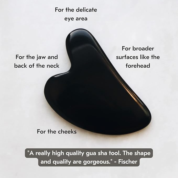 Mount Lai Obsidian Gua Sha Facial Tool – The Stone of Transformation – 100% Genuine Black Obsidian Stone Face Sculpting Tool for Lymphatic Drainage, Puffiness Reduction & Jaw Tension Relief-Velvo Beauty