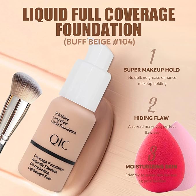 All in One Makeup Kit, 12 Colors Eyeshadow Palette, Beige Foundation, Lipstick Set, Eyebrow Soap, Eyeliner Stamp, Waterproof Mascara, Makeup Brush, Makeup Sponge, Gift Set for Women, Girls & Teens-Velvo Beauty