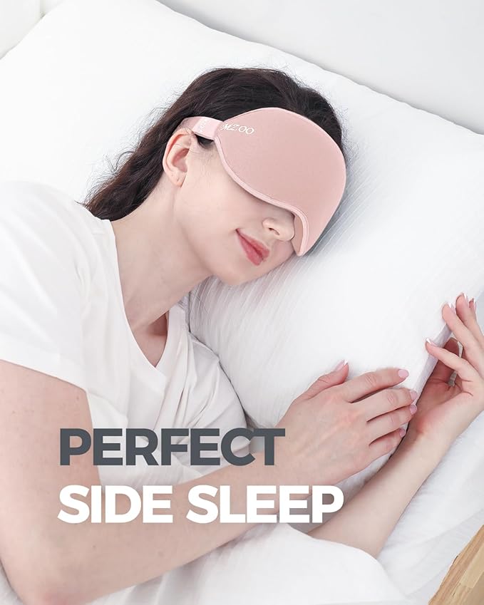 MZOO Luxury Sleep Mask for Back, Side Sleeper, Complete Light Blocking Sleeping Eye Mask Night Blindfold, 3D Zero Pressure & Spacious for Lash Extensions, Breathable Soft Eye Cover Flight Nap Travel-Velvo Beauty