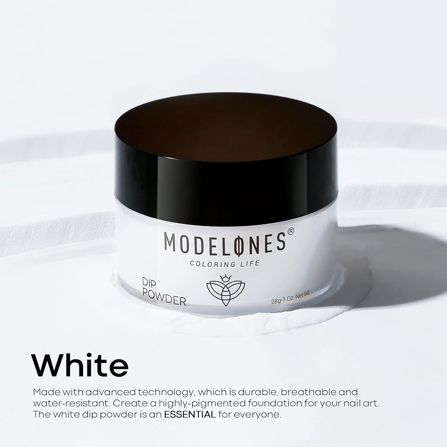 Modelones Dip Powder White Color, Nail Dipping French Nail Art Pro Collection System for Starter Manicure Salon DIY at Home, Odor-Free, Long-Lasting, No Needed Nail Lamp Cured, 1 Oz-Velvo Beauty