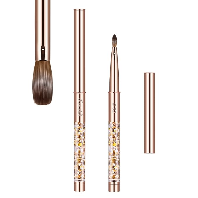 Acrylic Nail Brush Size #2,KEMEISI 100% Pure Kolinsky Nail Art Brushes Sturdy Handle Oval Shaped Acrylic Powder Nail Design Tools for Professional Manicure DIY Home Salon (Gold)-Velvo Beauty