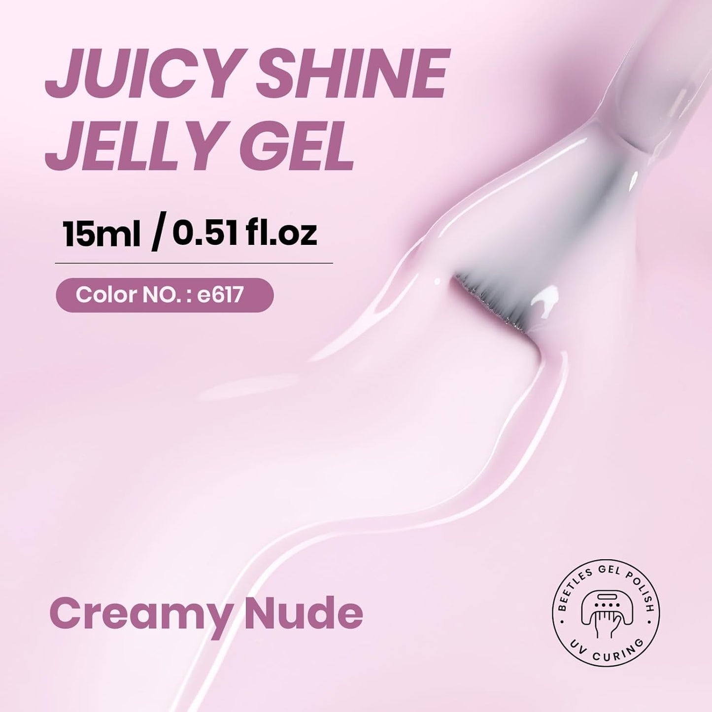 Beetles Nude Gel Nail Polish - 15ml Nude Purple Jelly Gel Polish Neutral Nail Polish Nail Concealer Sheer Translucent Effect Soak Off UV French Nail Art Manicure Salon DIY Gifts for Women-Velvo Beauty