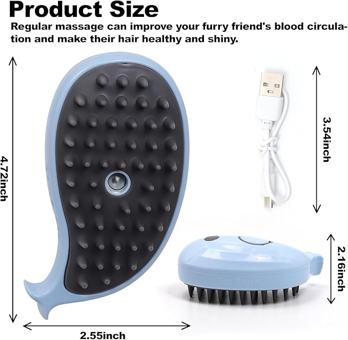 Cat Steam Brush for Shedding, Cat Grooming Brush With Steam, Rechargeable Steam Pet Brush for Dog And Cat, Steamy Cat Brush 3 In1, Self Cleaning Steam Brush for Massage,Clean and Removing Loose Hair-Velvo Beauty