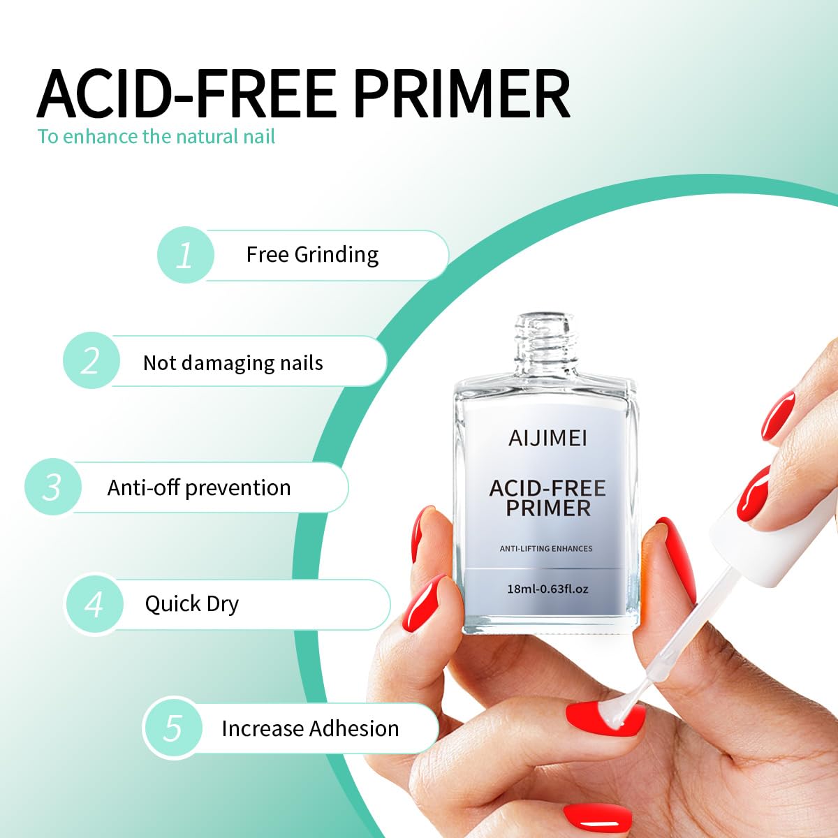 AIJIMEI Professional Natural Nail Prep Dehydration and Acid Free Primer For Acrylic False Nail Tips Bond Base Gel Nail Polish and Quick Drying Adhesive Dehydrator Set（18ml/0.63fl.oz-Velvo Beauty