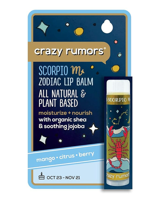 Crazy Rumors Scorpio Zodiac All Natural, Plant Based Lip Balm to Moisturize and Nourish your Lips - Water Blend-Velvo Beauty