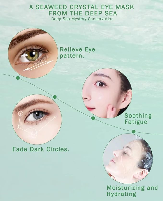 Senana MarinaUnder Eye Masks, Eye Lines And Moisturizing Eye Patches, Moisturizing, Nourishing, Improving Eye Bags, Dark Eye Circles, Under Eye Gel Pads with Collagen Hyaluronic Acid (60 Pieces) (Deep Seaweed Collagen)-Velvo Beauty