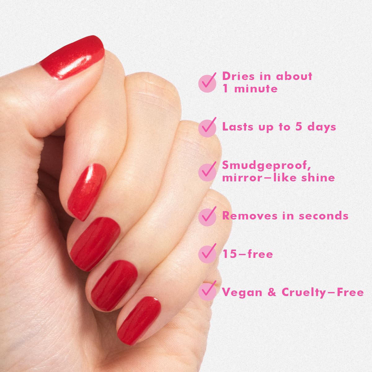 Olive & June Quick Dry Nail Polish | Instant, Fast-Drying, Smudgeproof Color | 15-free, Vegan, Cruelty-Free Formula | Lasts up to 5 Days | Salon-Quality Manicure at Home | Lippy | Shimmering Red-Velvo Beauty