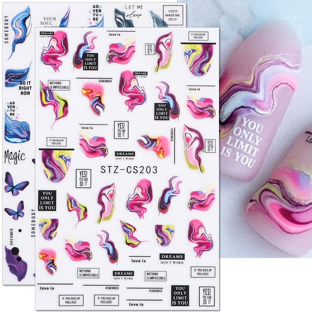 Dornail 6-Sheet Aurora Marble Wave Nail Art Stickers - Self-Adhesive Nail Decals for Women DIY Supplies-Velvo Beauty