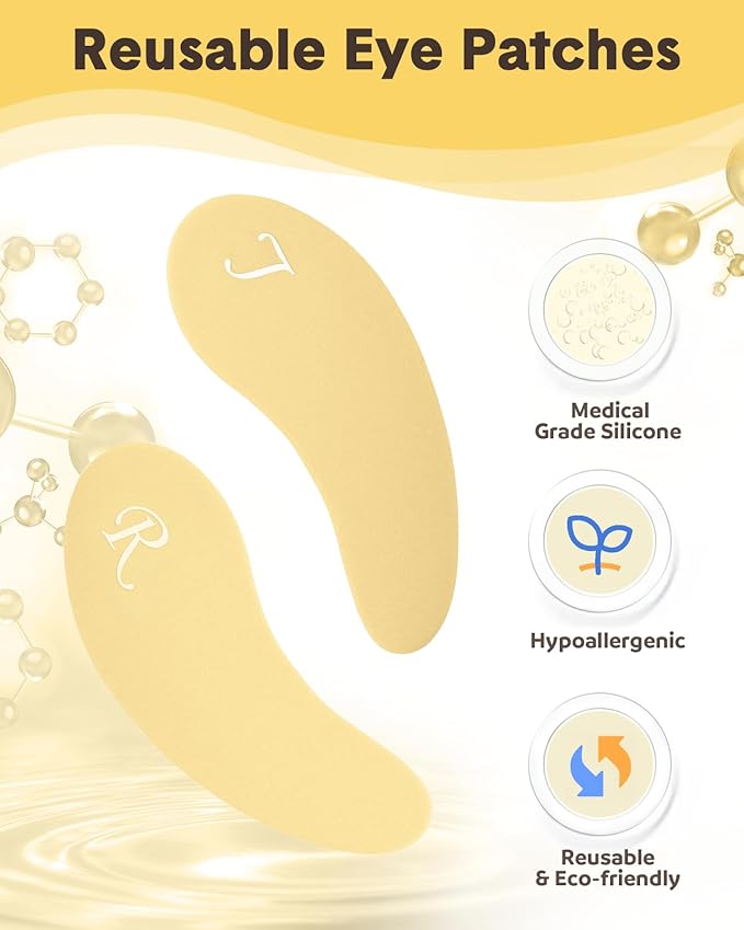 Lictin Reusable Eye Patches, Silicone Under Eye Patches with Lifting Effect to Relieve Wrinkles and Fine Lines, Pair with Metal Eye Cream Applicator,Tin Case-Velvo Beauty