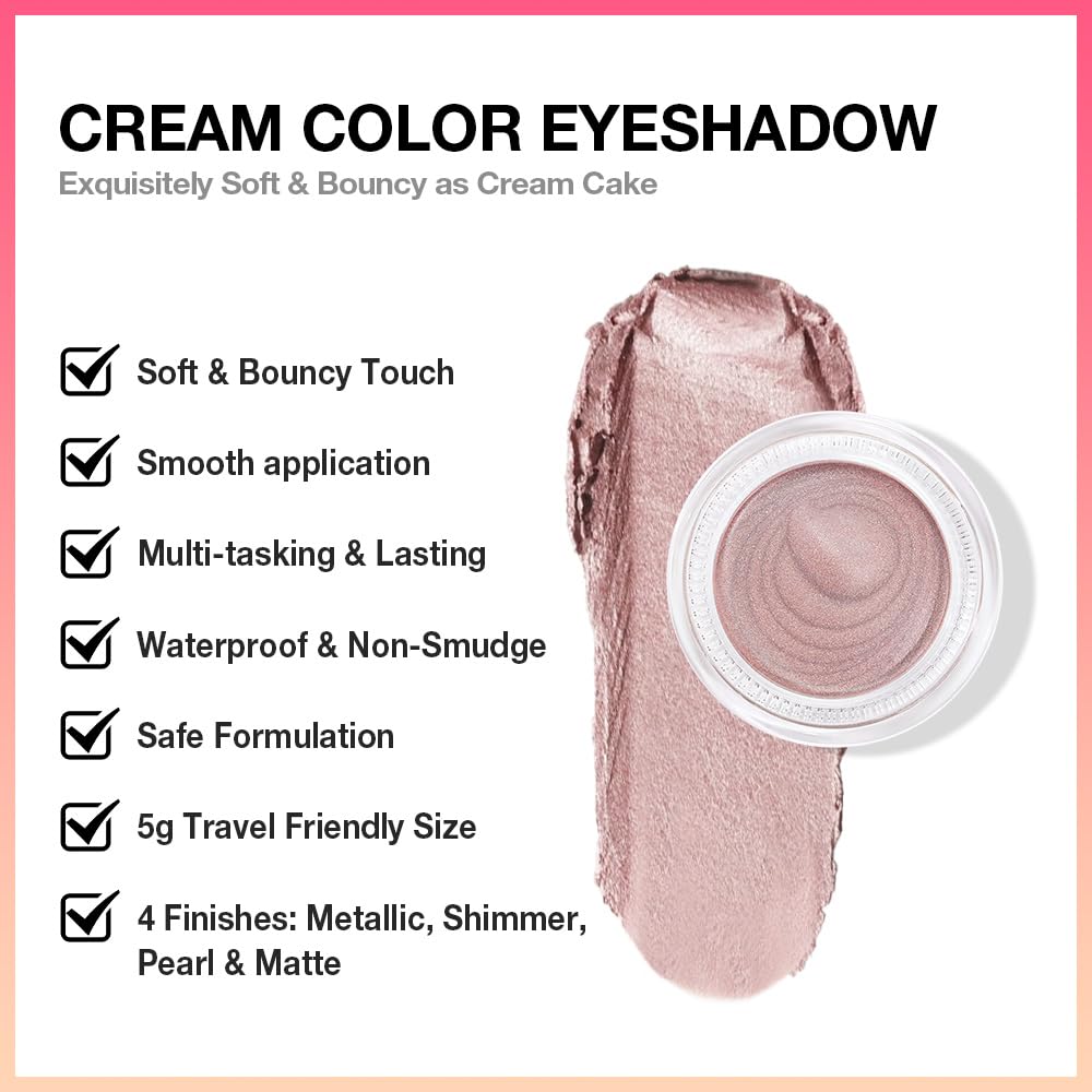 Kaely Single Cream Eyeshadow Pot, Praline Metallic Eye Shadow for Older Women High Pigmented Waterproof, Natural Eyeshadow Palette Makeup Brightener, sombras en crema para ojos, Blendable, 730-Velvo Beauty