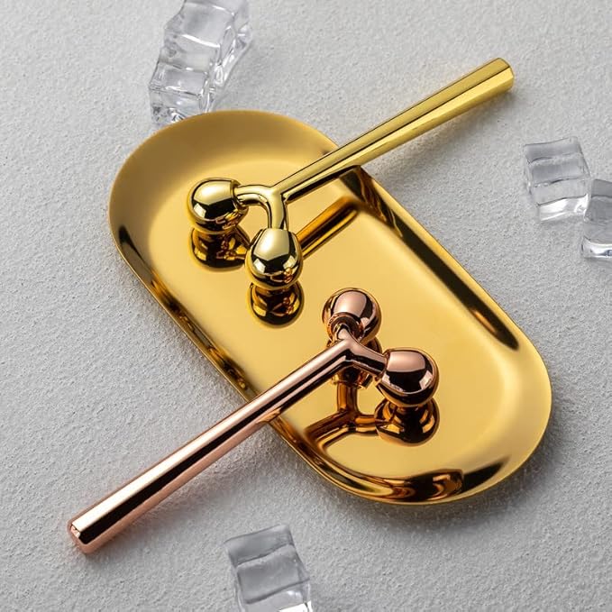 Tekson Facial Roller Massager, 3D Metal face Massage Tool for Eye Reduce Puffiness, Face Lift, Anti-Aging, Skin Tightening (Gold）-Velvo Beauty